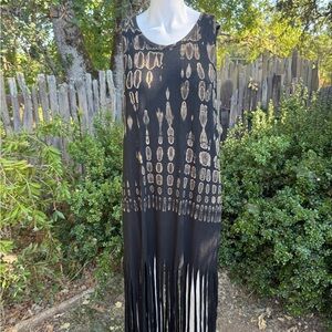 Black Tie-dye Fringe Dress